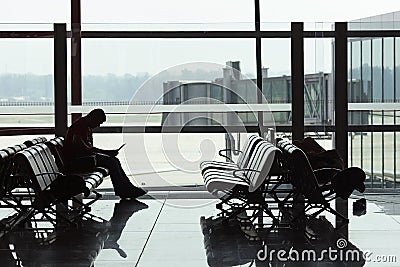 Waiting pasenger at Beijing Capital International Airport. Editorial Stock Photo